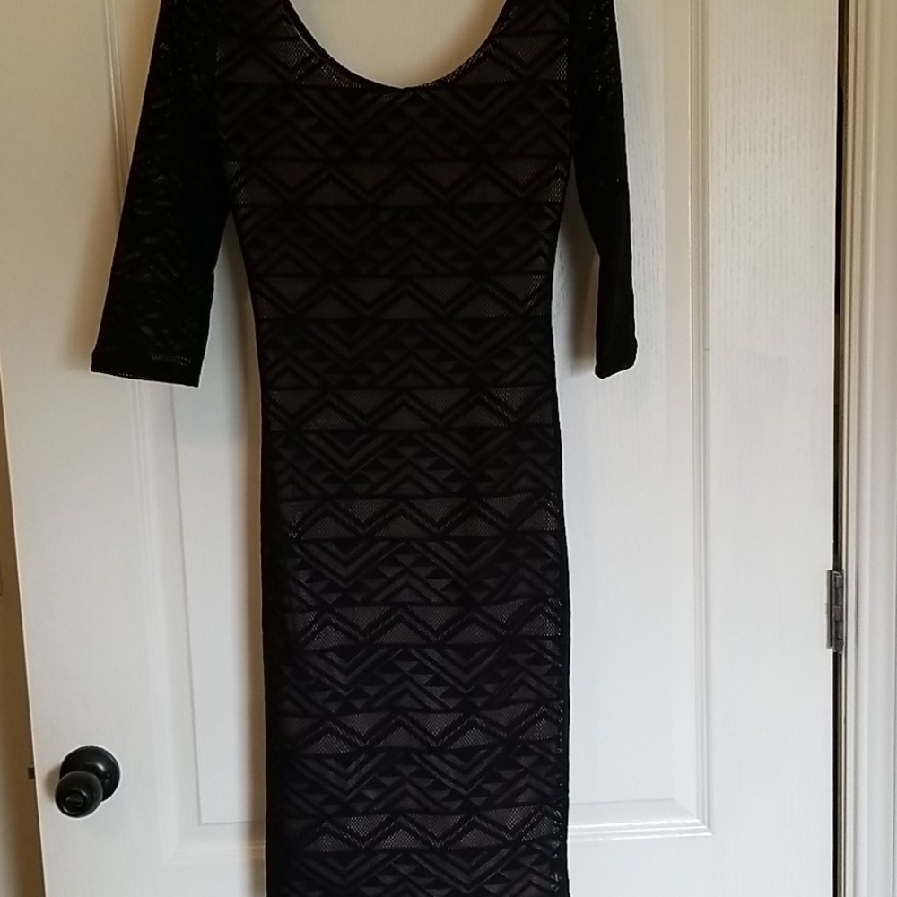 Xhileration 3/4 Sleeve Black Illusion Dress Size SP